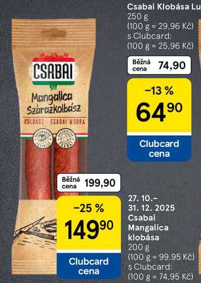 Csabai Mangalica klobása, 200 g