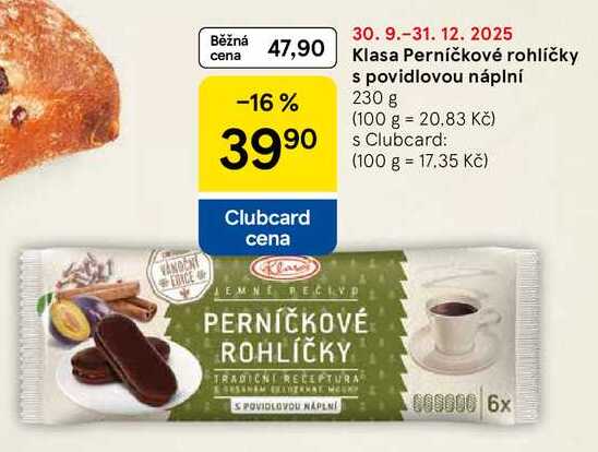 Klasa Perníčkové rohlíčky s povidlovou náplní, 230 g  