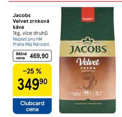 Jacobs Velvet zrnková káva, 1kg, více druhů