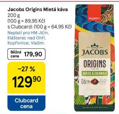 Jacobs Origins Mletá káva, 200 g  