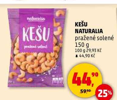 KEŠU NATURALIA pražené solené, 150 g 