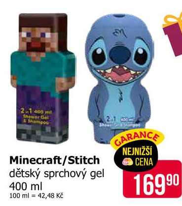 Shower Gel &Shampoo 2.1 Minecraft/Stitch dětský sprchový gel 400 ml