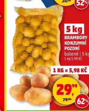BRAMBORY KONZUMNÍ POZDNÍ, 5 kg 