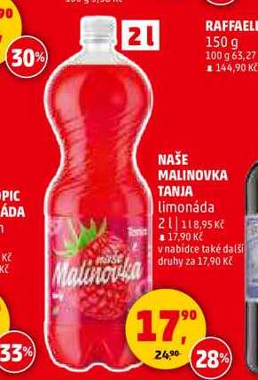 NAŠE MALINOVKA TANJA limonáda, 2 l