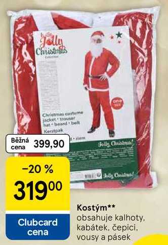 Kostým, obsahuje kalhoty, kabátek, čepici. vousy a pásek 