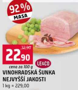 VINOHRADSKÁ ŠUNKA NEJVYŠŠÍ JAKOSTI 100g