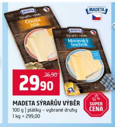 MADETA SÝRAŘŮV VÝBĚR 100 g plátky vybrané druhy