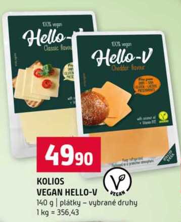 KOLIOS VEGAN HELLO-VEGAN 140 g plátky vybrané druhy