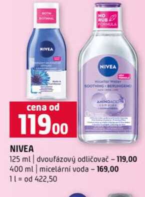 NIVEA 125 ml dvoufázový odličovač 400 ml micelární voda 