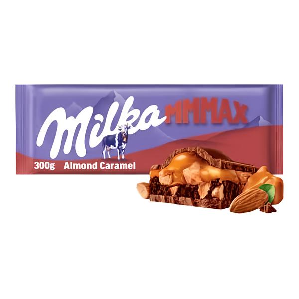 Milka čokoláda Mmmax Almond Caramel, mléčná s mandlemi