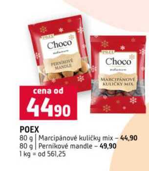 POEX 80 g Marcipánové kuličky mix 80 g Perníkové mandle