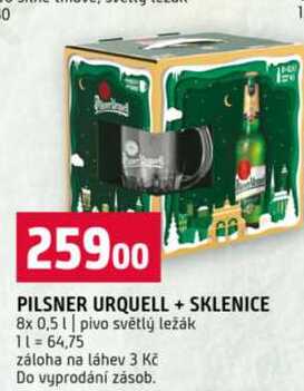 PILSNER URQUELL + SKLENICE 8x 0,5l pivo světlý ležák