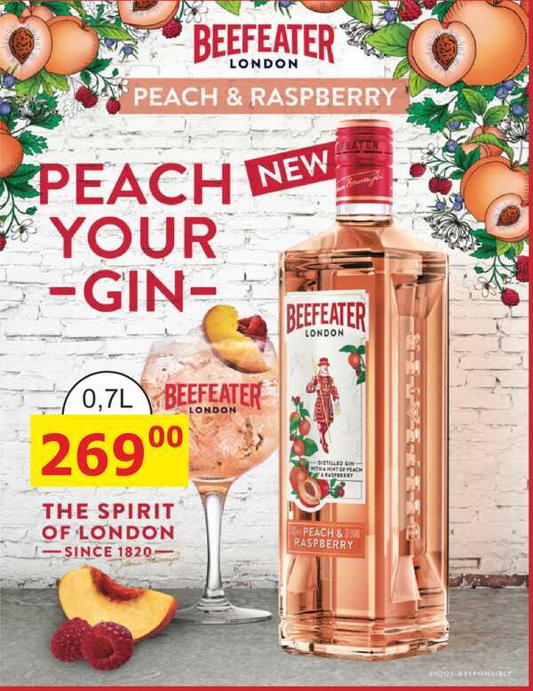BEEFEATER LONDON PEACH & RASPBERRY GIN - 0,7L 