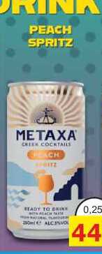 METAXA PEACH SPRITZ 0,25l míchaný nápoj