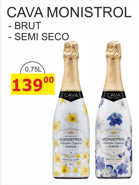 CAVA MONISTROL - BRUT - SEMI SECO 0,75L
