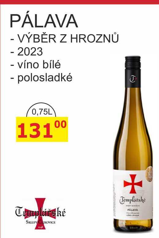 Templářské sklepy 0,75l PÁLAVA