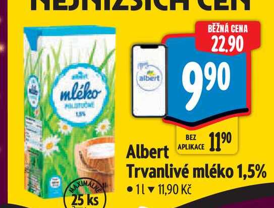  Albert Trvanlivé mléko 1,5%1 l
