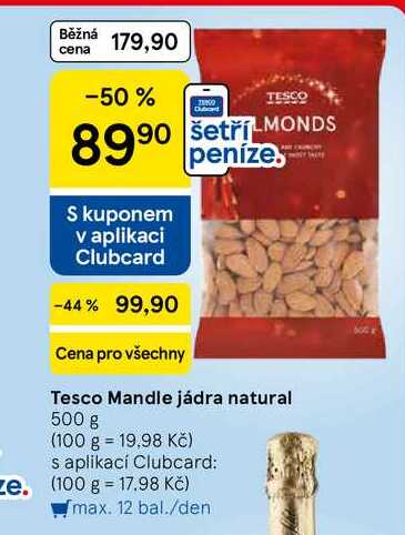 Tesco Mandle jádra natural, 500 g 