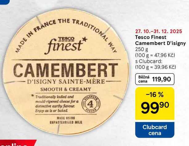 Tesco Finest Camembert D'isigny, 250 g  