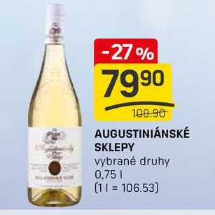 AUGUSTINIÁNSKÉ SKLEPY vybrané druhy 0,75l