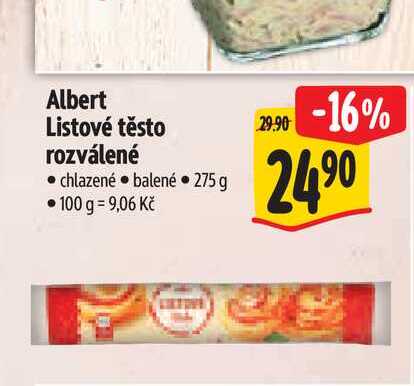 Albert Listové těsto  rozválené 275 g