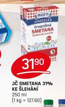 JČ SMETANA 31% KE ŠLEHÁNÍ 250 ml