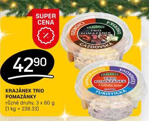 KRAJÁNEK TRIO POMAZÁNKY různé druhy, 3 x 60 g 