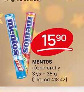 MENTOS různé druhy 37,5- 38 g