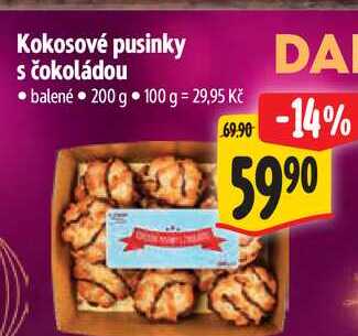 Kokosové pusinky s čokoládou, 200 g