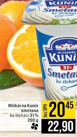 Mlékárna Kunín smetana ke šlehání 31% 200 g