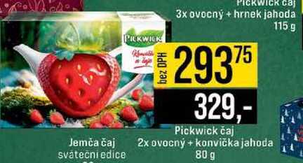 Pickwick čaj Jemča čaj 2x ovocný + konvička jahoda sváteční edice 80 g 