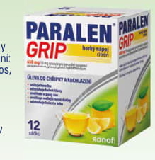 PARALEN® GRIP horký nápoj citrón 650 mg/10 mg granule pro perorální suspenzi v sáčků 12 ks