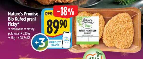 Nature's Promise Bio Kuřecí prsní řízky 220 g