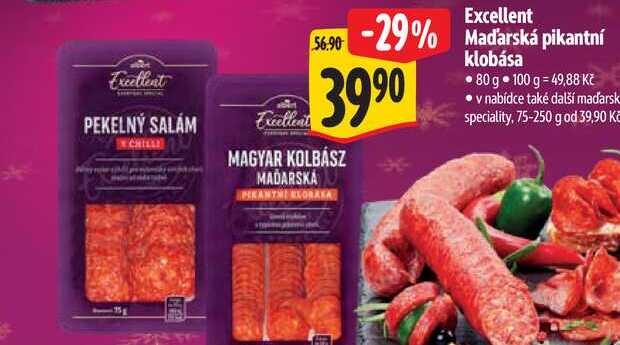  Excellent Maďarská pikantní klobása  80 g 