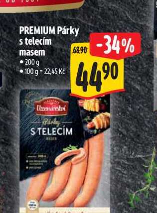 PREMIUM Párky s telecím masem 200 g 