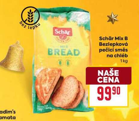 Schär Mix B Bezlepková pečicí směs na chléb 1kg