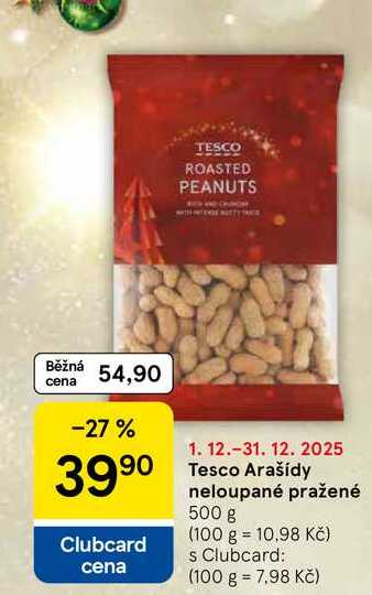 Tesco Arašídy neloupané pražené, 500 g 