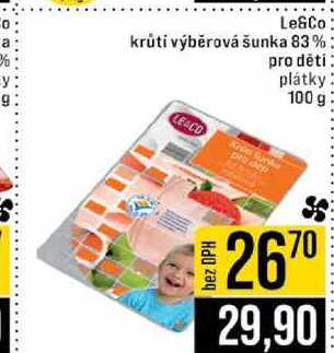 Le&Co krůtí výběrová šunka 83% pro děti plátky 100 g