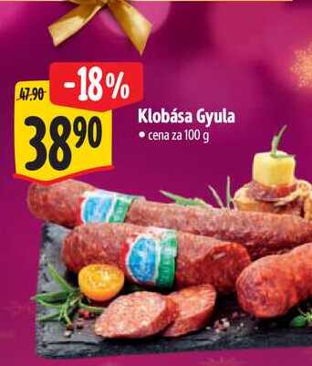Klobása Gyula, cena za 100 g