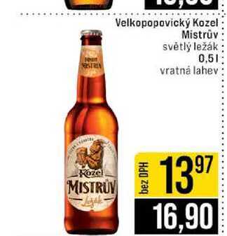 Velkopopovický Kozel Mistrův světlý ležák 0,5l