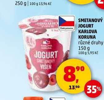 SMETANOVÝ JOGURT KARLOVA KORUNA, 150 g 