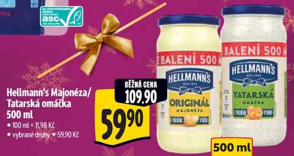 Hellmann's Majonéza/Tatarská omáčka, 500 ml 