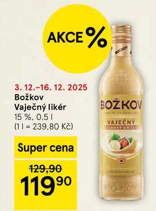 Božkov Vaječný likér 15%, 0.5 l