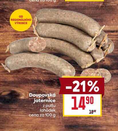 Doupovská jaternice z pultu lahůdek cena za 100g