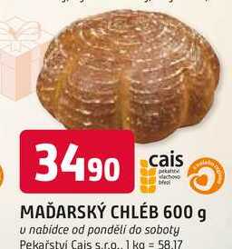 MAĎARSKÝ CHLÉB 600 g