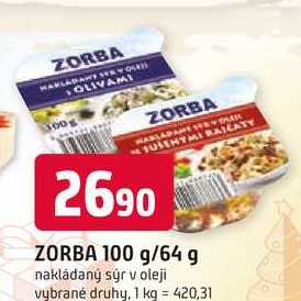 ZORBA 100 g/64 g nakládaný sýr v oleji vybrané druhy