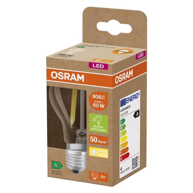 OSRAM LED filamentová žárovka CL A60 4W E27