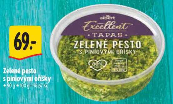 Zelené pesto s piniovými oříšky, 90 g
