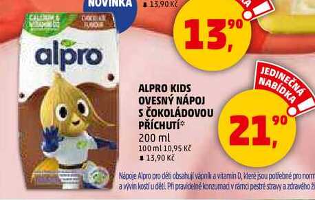 ALPRO KIDS OVESNÝ NÁPOJ S ČOKOLÁDOVOU PŘÍCHUTÍ, 200 ml 