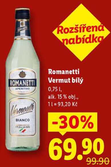 Romanetti Vermut bílý, 0,75 l